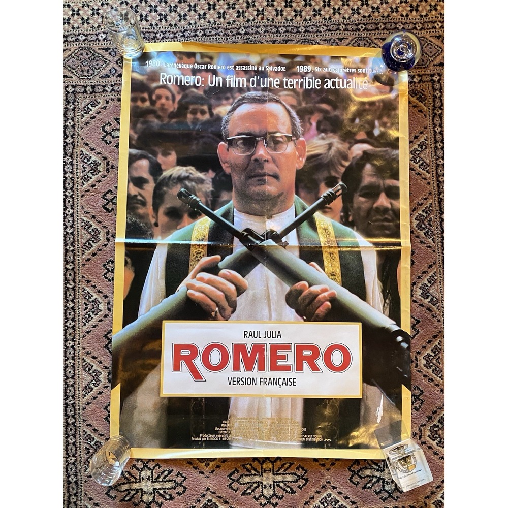 ROMERO French Version 25"x35" Original Movie Poster Sheet 1989 Raul Julia RARE